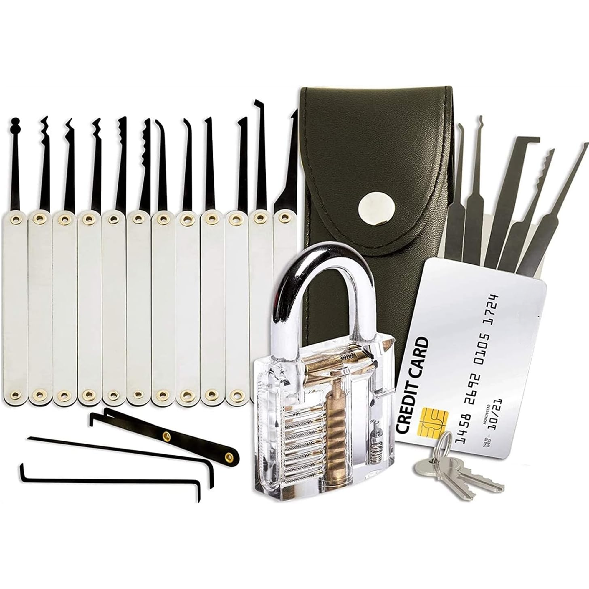 21-Piece Lock Pick Set Training Kit - Complete Set with Padlock Tool, 1 Locks & Keys