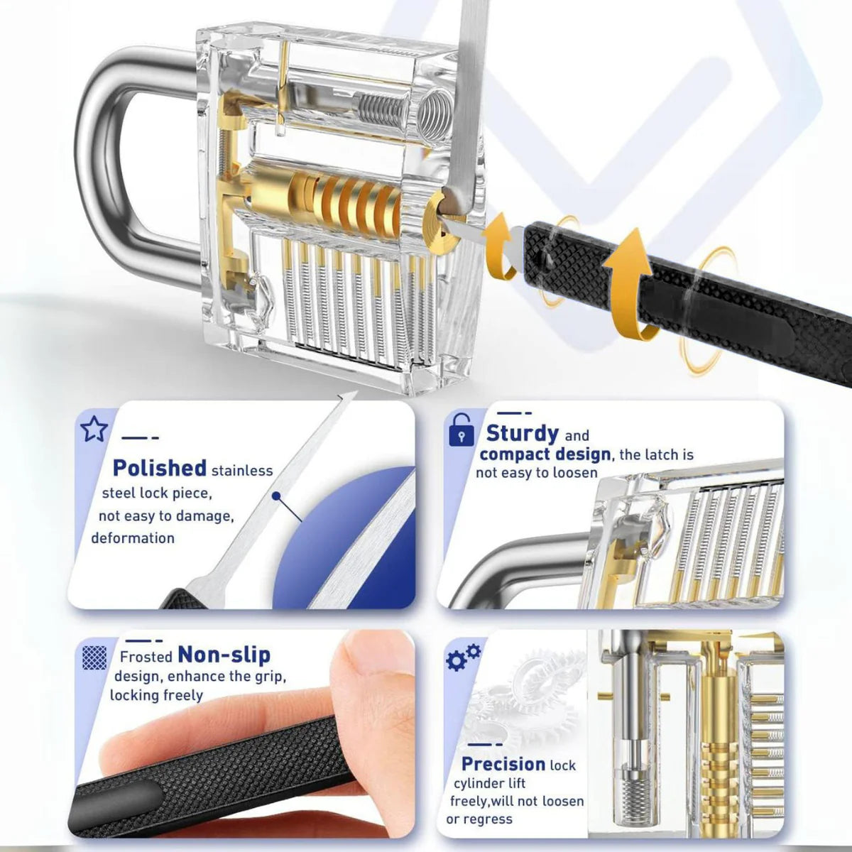 Advanced Lock Pick Set, 21 Pcs Tool with 1 Locks and Spy Kit