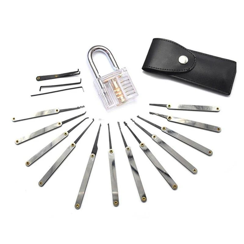 21-Piece Lock Pick Set - Beginner & Professional Lock Picking Kit with Transparent Training Lock